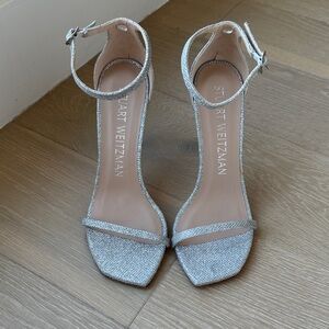 Stuart Weitzman Silver Heeled Sandal 9